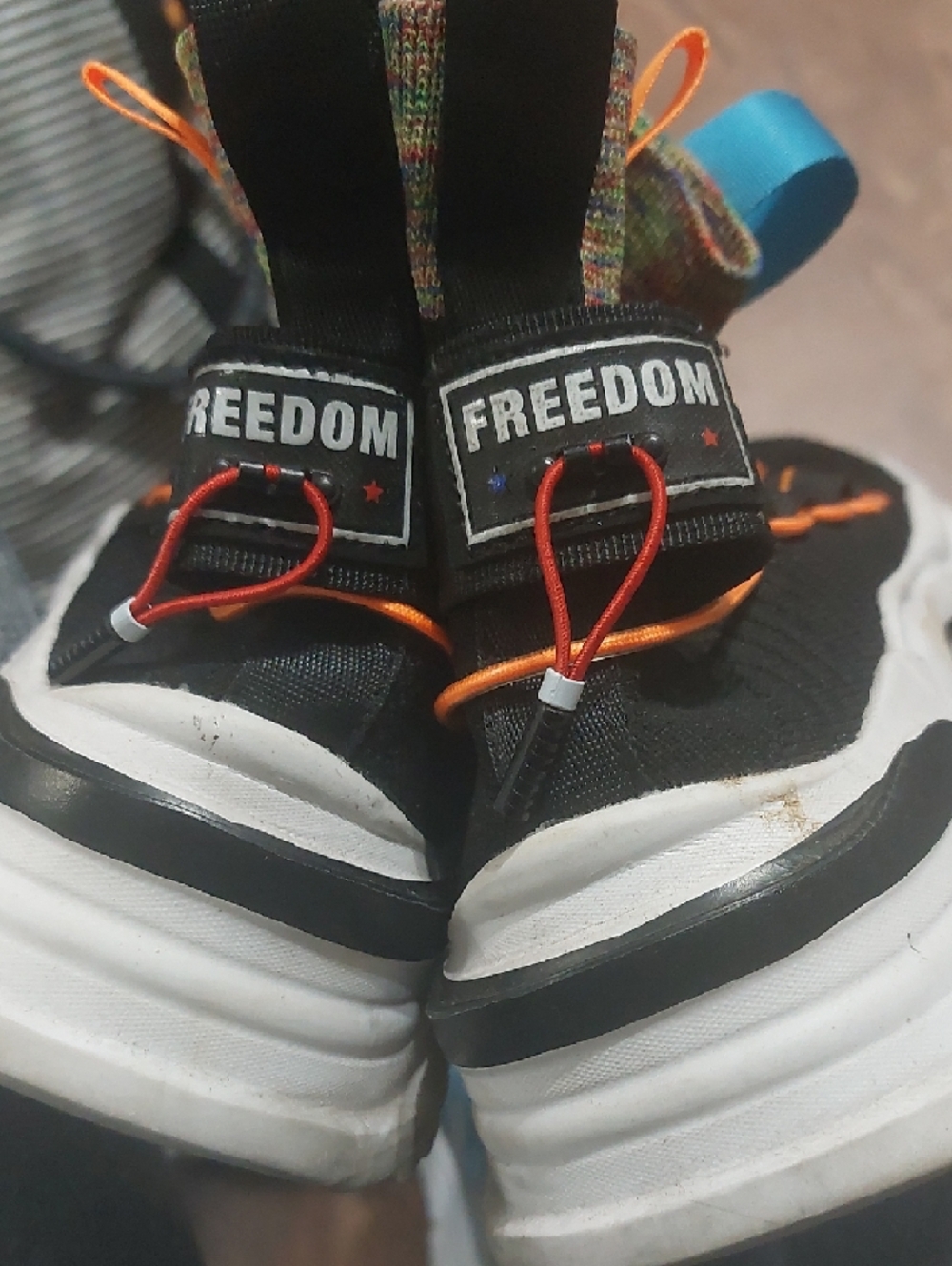 Men Black Athletic Sneakers with Orange & Blue Accents - Picture 3 of 3
